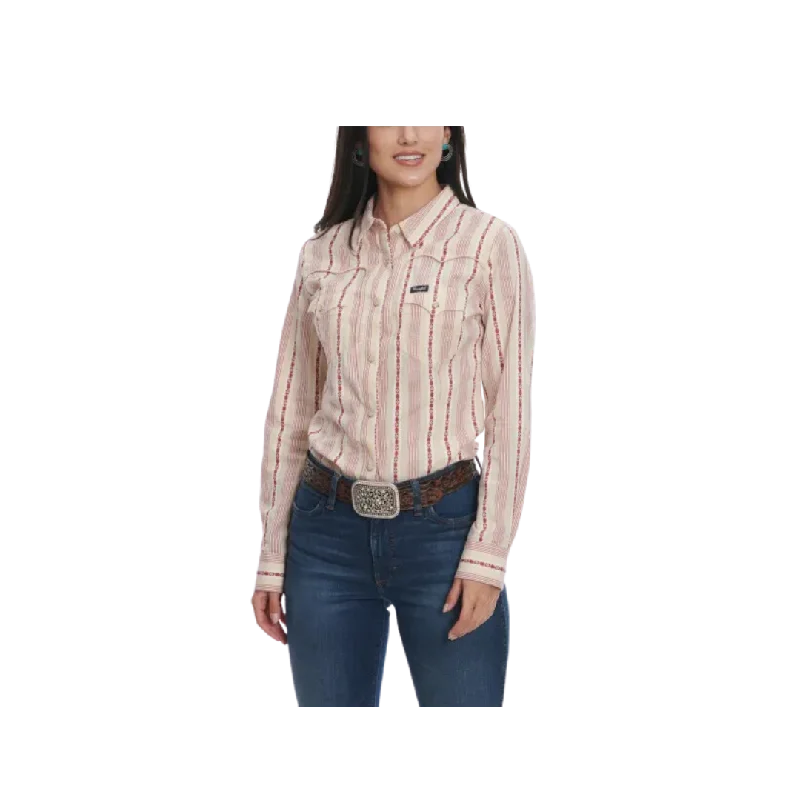 Wrangler Women's Retro Stripe Aztec Geo Embroidery Long Sleeve Western Sand Dark Dusty Rose Shirt Soft Silk Short Sleeve Wrangler Women's Retro Stripe Aztec Geo Embroidery Long Sleeve Western Sand Dark Dusty Rose Shirt Soft Silk Short Sleeve