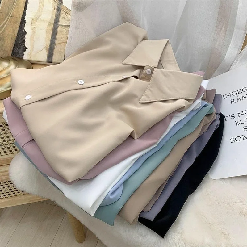 Chiffon Blouse Womens White LongSleeve Tops Spring Shirt Solid Color Niche Loose Shirt Women Plus Sizes Cozy Plain Short Sleeve Chiffon Blouse Womens White LongSleeve Tops Spring Shirt Solid Color Niche Loose Shirt Women Plus Sizes Cozy Plain Short Sleeve
