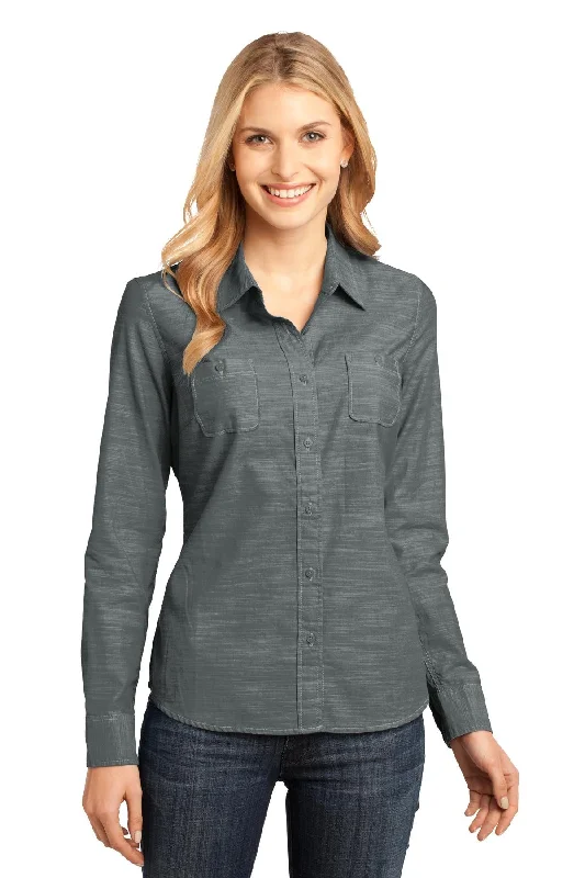 District Made® - Ladies Long Sleeve Washed Woven Shirt. DM4800 Casual Plain Short Shirt District Made® - Ladies Long Sleeve Washed Woven Shirt. DM4800 Casual Plain Short Shirt