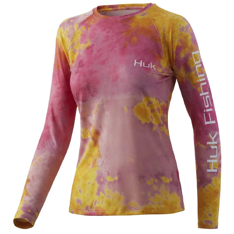 Huk Women's Tie Dye Pursuit Pink Lady X-Small Long Sleeve Fishing Shirt Modern Fit Short Sleeve Huk Women's Tie Dye Pursuit Pink Lady X-Small Long Sleeve Fishing Shirt Modern Fit Short Sleeve
