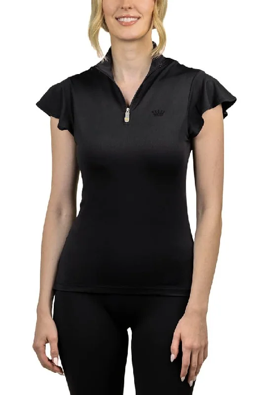Kastel Denmark Women's Lightweight Flutter Sleeve Sun Shirt | 1/4 Zip Athletic Tops | UPF 30+ Protection Trendy Turtleneck Short Shirt Kastel Denmark Women's Lightweight Flutter Sleeve Sun Shirt | 1/4 Zip Athletic Tops | UPF 30+ Protection Trendy Turtleneck Short Shirt