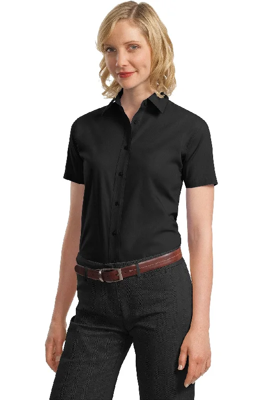 Port Authority® Ladies Short Sleeve Value Poplin Shirt. L633 Classic V-Neck Short Shirt Port Authority® Ladies Short Sleeve Value Poplin Shirt. L633 Classic V-Neck Short Shirt