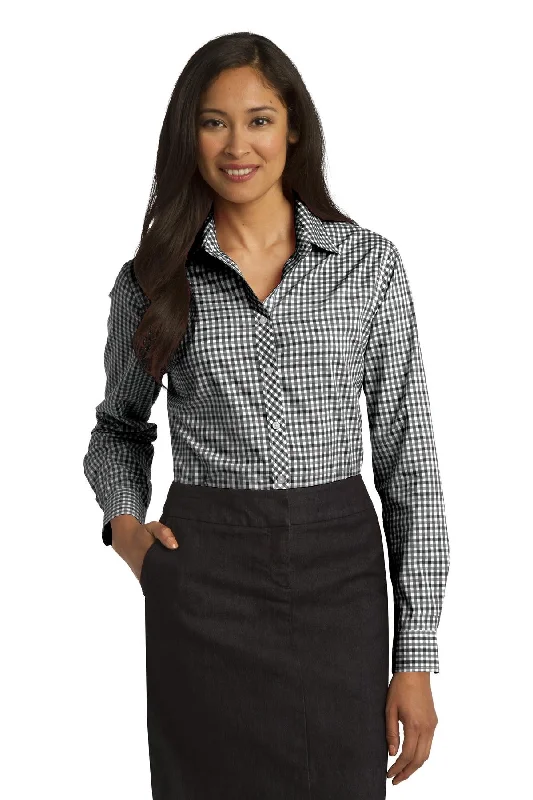 Port Authority® Ladies Long Sleeve Gingham Easy Care Shirt. L654 Relaxed Fit Short Blouse Port Authority® Ladies Long Sleeve Gingham Easy Care Shirt. L654 Relaxed Fit Short Blouse