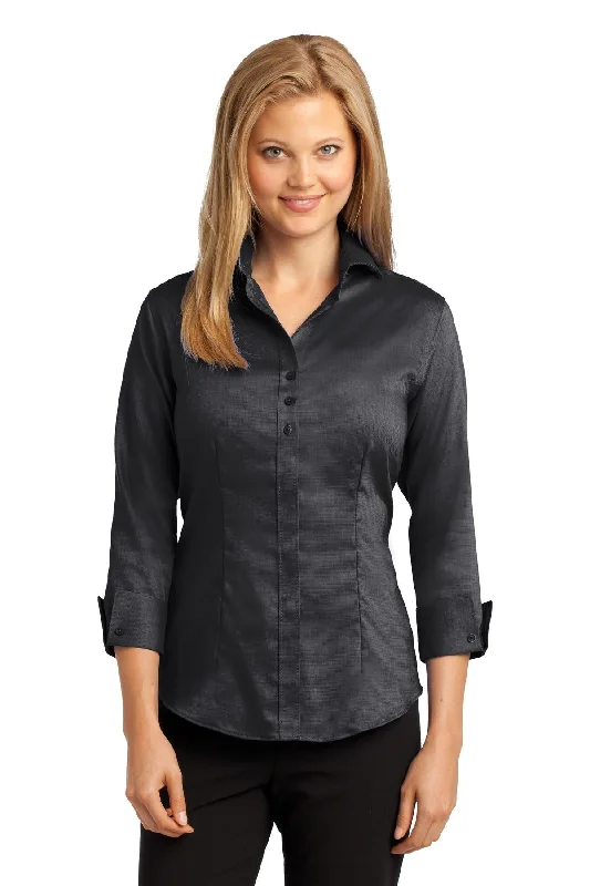 Red House® Ladies 3/4-Sleeve Nailhead Non-Iron Button-Down Shirt. RH69 Relaxed Fit Short Blouse Red House® Ladies 3/4-Sleeve Nailhead Non-Iron Button-Down Shirt. RH69 Relaxed Fit Short Blouse