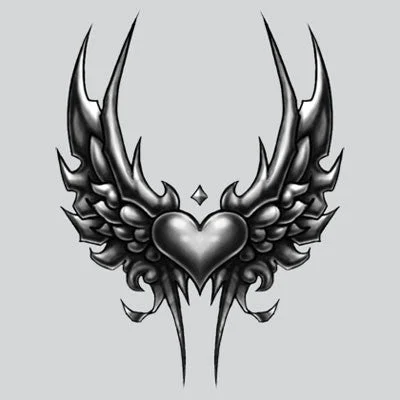 Small Wing Heart w/ Crest T Shirt Trendy Turtleneck Short Shirt