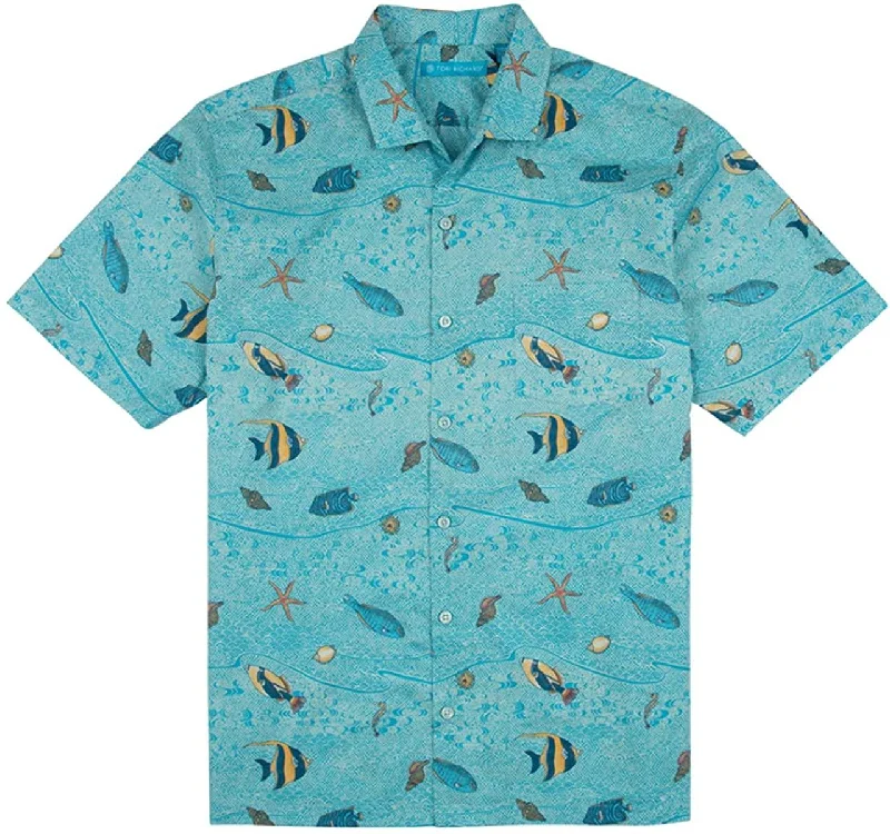 Tori Richard Marine Day Pacific Blue X-Large Short Sleeve Hawaiian Shirt Elegant Silk Short Shirt Tori Richard Marine Day Pacific Blue X-Large Short Sleeve Hawaiian Shirt Elegant Silk Short Shirt