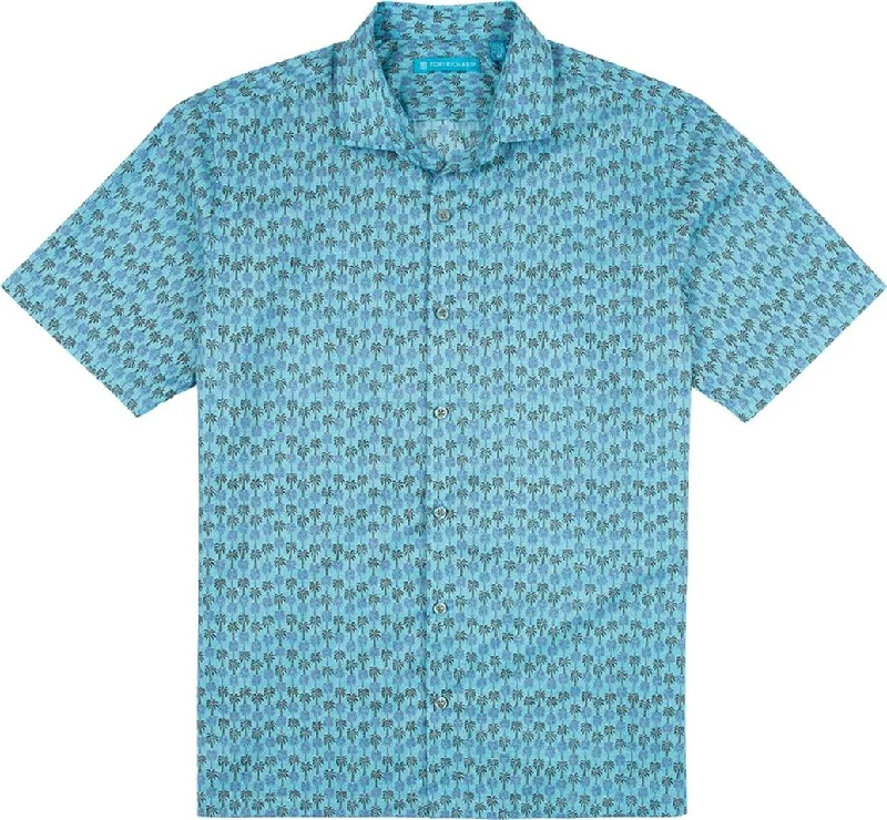 Tori Richard Thousand Palms Blue Medium Short Sleeve Hawaiian Shirt Fashionable Sheer Short Shirt Tori Richard Thousand Palms Blue Medium Short Sleeve Hawaiian Shirt Fashionable Sheer Short Shirt