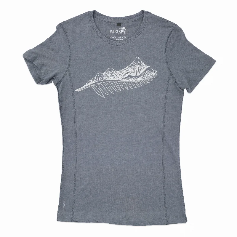 Womens Active Wear New Zealand T Shirt - Fern Mountain Comfortable Pocket Short Shirt Womens Active Wear New Zealand T Shirt - Fern Mountain Comfortable Pocket Short Shirt