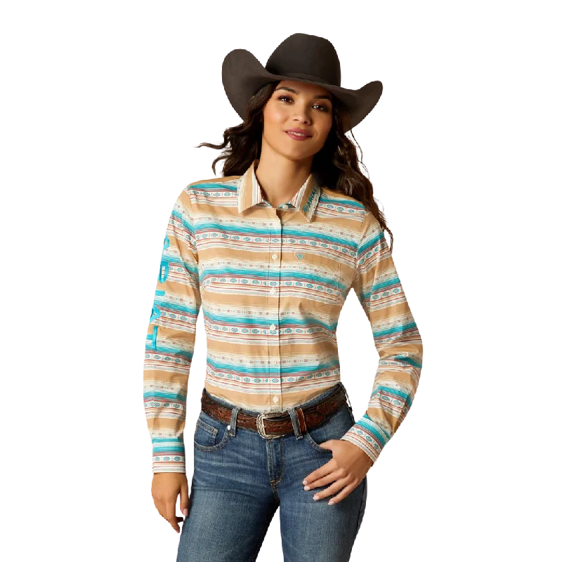 Ariat Women's Team Kirby Stretch Fallon Serape Print Shirt Trendy Ruffled Short Sleeve Ariat Women's Team Kirby Stretch Fallon Serape Print Shirt Trendy Ruffled Short Sleeve