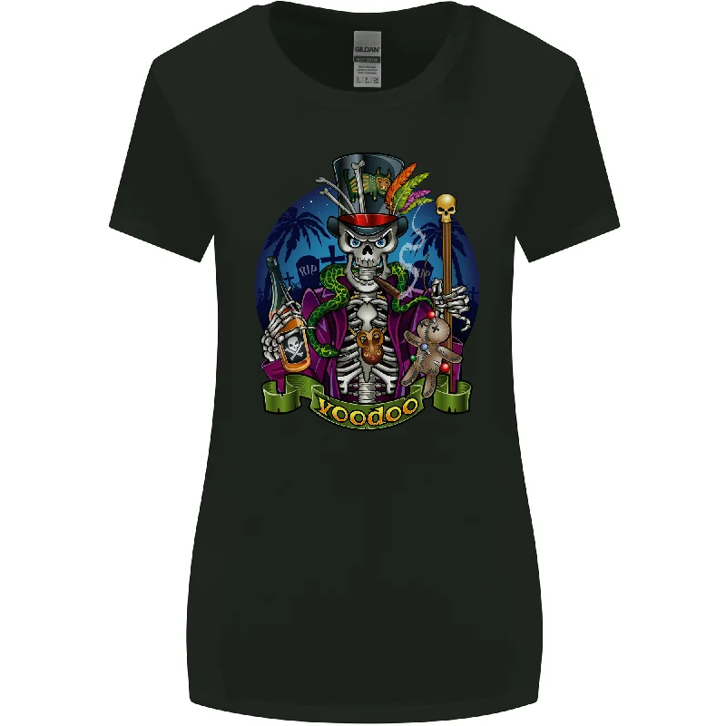 A Voodoo Skeleton Alcohol Doll Graveyard Womens Wider Cut T-Shirt Front Pockets Side Pockets Patch Pockets A Voodoo Skeleton Alcohol Doll Graveyard Womens Wider Cut T-Shirt Front Pockets Side Pockets Patch Pockets