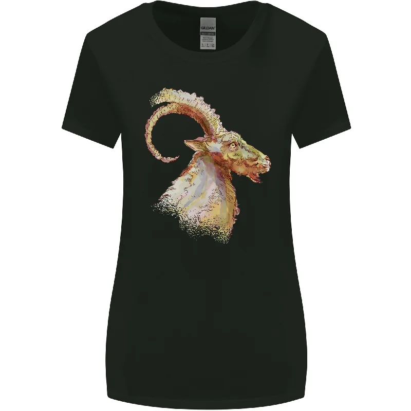 A Watercolour Goat Farming Womens Wider Cut T-Shirt Cashmere Blend Cotton Blend Poly Blend A Watercolour Goat Farming Womens Wider Cut T-Shirt Cashmere Blend Cotton Blend Poly Blend