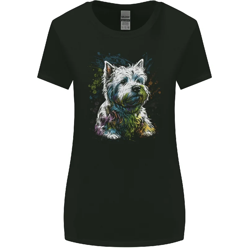 A West Highland White Terrier Dog Womens Wider Cut T-Shirt Rayon Fabric Velvet Fabric Corduroy Fabric A West Highland White Terrier Dog Womens Wider Cut T-Shirt Rayon Fabric Velvet Fabric Corduroy Fabric