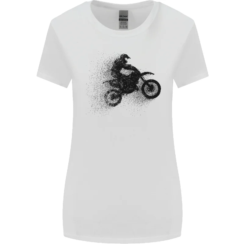 Abstract Motocross Rider Dirt Bike Womens Wider Cut T-Shirt Embroidered Appliqued Beaded Abstract Motocross Rider Dirt Bike Womens Wider Cut T-Shirt Embroidered Appliqued Beaded