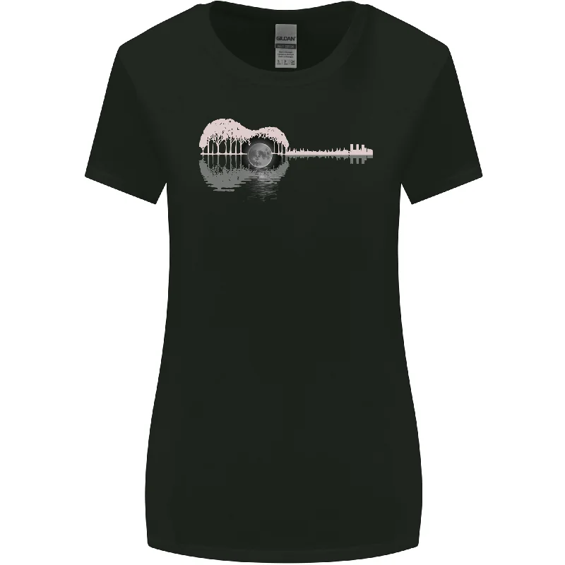 Acoustic Guitar Reflection Womens Wider Cut T-Shirt Fleece Fabric Down Fabric Feather Fabric Acoustic Guitar Reflection Womens Wider Cut T-Shirt Fleece Fabric Down Fabric Feather Fabric
