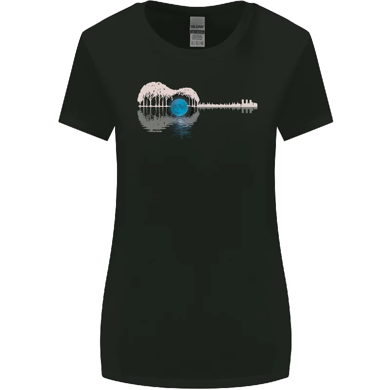 Acoustic Guitar Water Reflection Music Moon Womens Wider Cut T-Shirt Oversized T-Shirt Spandex breathable Acoustic Guitar Water Reflection Music Moon Womens Wider Cut T-Shirt Oversized T-Shirt Spandex breathable