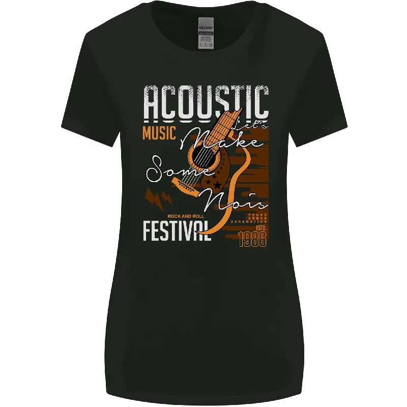 Acoustic Music Country & Western Guitar Womens Wider Cut T-Shirt Modern Contemporary Chic Acoustic Music Country & Western Guitar Womens Wider Cut T-Shirt Modern Contemporary Chic