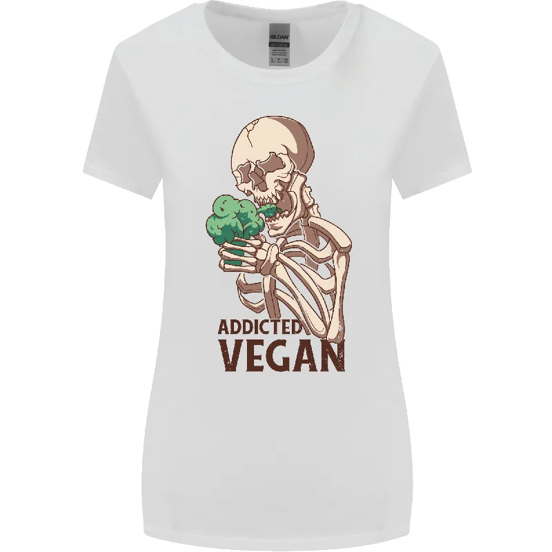 Addicted Vegan Skeleton Eating Vegetables Womens Wider Cut T-Shirt Print Jacquard Patchwork Addicted Vegan Skeleton Eating Vegetables Womens Wider Cut T-Shirt Print Jacquard Patchwork