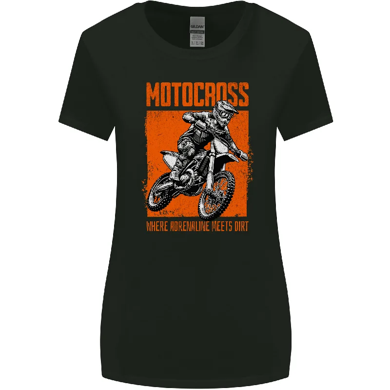 Adrenaline Dirt Motocross MotoX Dirt Bike Womens Wider Cut T-Shirt Collared Crew Neck Turtle Neck Adrenaline Dirt Motocross MotoX Dirt Bike Womens Wider Cut T-Shirt Collared Crew Neck Turtle Neck