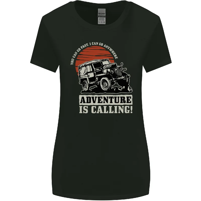Adventure Is Calling 4X4 Off Roading Road Womens Wider Cut T-Shirt Ribbed Striped Patterned Adventure Is Calling 4X4 Off Roading Road Womens Wider Cut T-Shirt Ribbed Striped Patterned