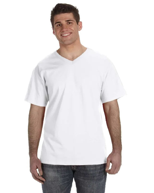 Fruit of the Loom 5 oz. 100% Heavy Cotton HD V-Neck T-Shirt | White Modern Contemporary Chic Fruit of the Loom 5 oz. 100% Heavy Cotton HD V-Neck T-Shirt | White Modern Contemporary Chic