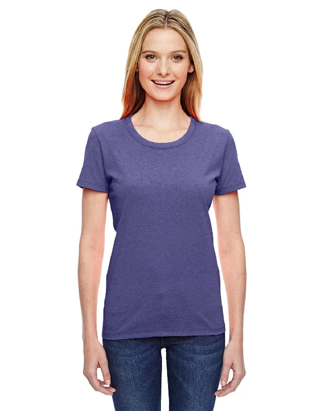 Fruit of the Loom Ladies Heavy Cotton T-Shirt | Retro Htr Purple Graphic T-Shirt Round Neck Polyester Fruit of the Loom Ladies Heavy Cotton T-Shirt | Retro Htr Purple Graphic T-Shirt Round Neck Polyester