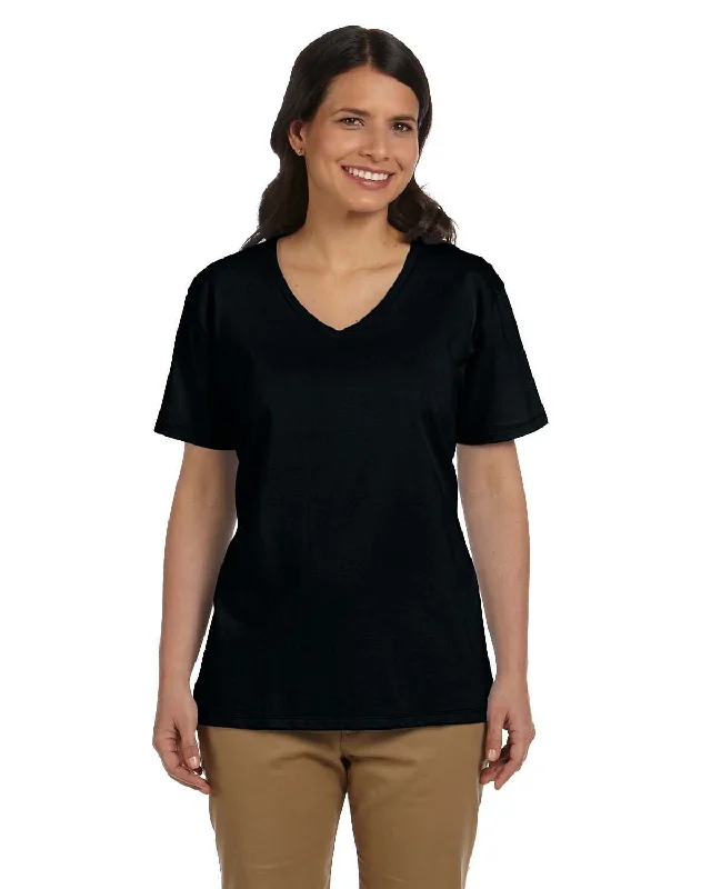 Hanes Ladies ComfortSoft V-Neck Cotton T-Shirt | Black Thin T-Shirt Open Front Quick Dry Hanes Ladies ComfortSoft V-Neck Cotton T-Shirt | Black Thin T-Shirt Open Front Quick Dry