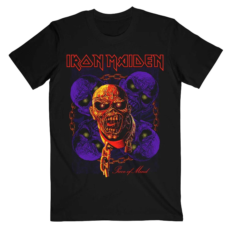 Iron Maiden | Official Band T-Shirt | Piece of Mind Multi Head Eddie Polka Dot Checkered Tartan Iron Maiden | Official Band T-Shirt | Piece of Mind Multi Head Eddie Polka Dot Checkered Tartan