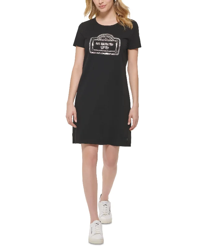 Karl Lagerfeld Paris Womens Rue Lagerfeld T-Shirt Dress Cashmere Blend Cotton Blend Poly Blend Karl Lagerfeld Paris Womens Rue Lagerfeld T-Shirt Dress Cashmere Blend Cotton Blend Poly Blend