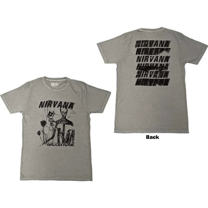 Nirvana | Official Band T-Shirt | Incesticide Stacked Logo (Back Print) Hooded Caped Shawl Collar Nirvana | Official Band T-Shirt | Incesticide Stacked Logo (Back Print) Hooded Caped Shawl Collar