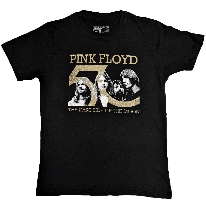Pink Floyd | Official Band T-Shirt | Band Photo & 50th Logo Satin Blend Silk Blend Wool Blend Pink Floyd | Official Band T-Shirt | Band Photo & 50th Logo Satin Blend Silk Blend Wool Blend