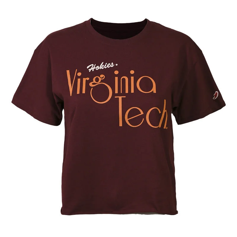 Virginia Tech Women's Clothesline Crop T-Shirt: Maroon Machine Wash Dry Clean Hand Wash Virginia Tech Women's Clothesline Crop T-Shirt: Maroon Machine Wash Dry Clean Hand Wash