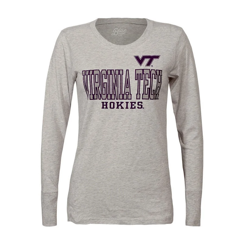 Virginia Tech Women's Long-Sleeved T-Shirt: Oatmeal Notch Collar Peter Pan Collar Cowl Neck Virginia Tech Women's Long-Sleeved T-Shirt: Oatmeal Notch Collar Peter Pan Collar Cowl Neck