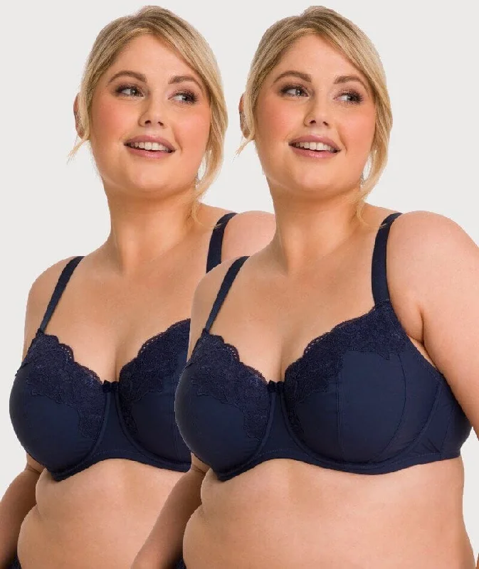 Ava & Audrey Jacqueline Full Cup Underwired Bra 2 Pack - Sapphire Stretchy Full Coverage Ava & Audrey Jacqueline Full Cup Underwired Bra 2 Pack - Sapphire Stretchy Full Coverage