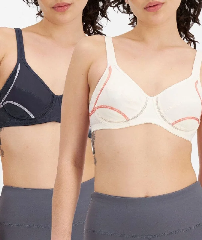 Berlei Electrify Underwire 2 Pack Sports Bra - Snow Blossom/Charcoal Elegant Satin Bralette Berlei Electrify Underwire 2 Pack Sports Bra - Snow Blossom/Charcoal Elegant Satin Bralette