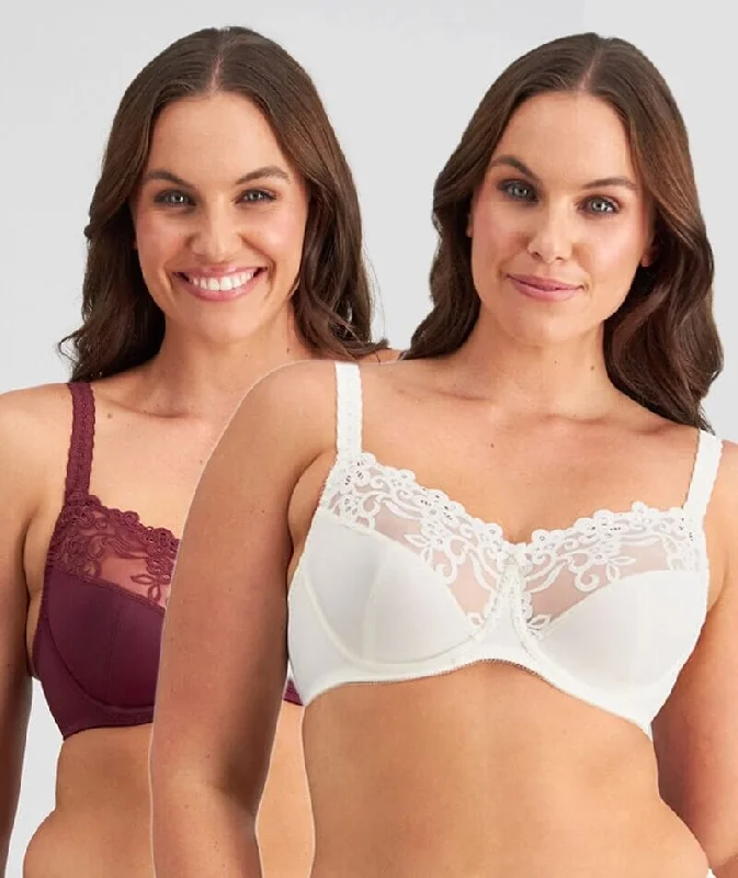 Fayreform Coral Underwire Bra - 2 Pack - Windsor Wine/Egret Smooth Stretch Bra