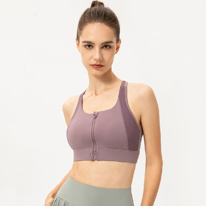 Lite Support Seamless & Mesh Front Zip Sports Bra (Standard & Plus Sizes) Adjustable Bra Straps Lite Support Seamless & Mesh Front Zip Sports Bra (Standard & Plus Sizes) Adjustable Bra Straps