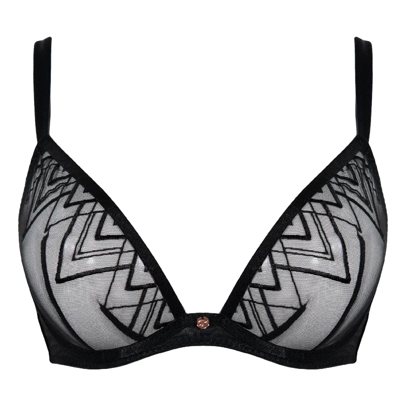 Scantilly Voltage Deep Plunge Bra Black Trendy Sports Bra