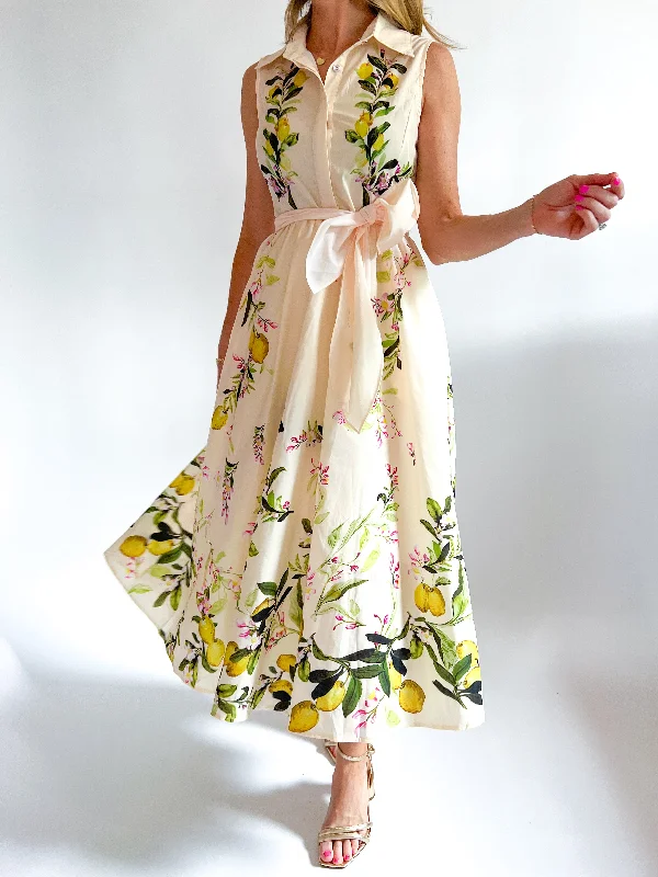 Sleeveless Gardenia Midi Dress Trendy Floral Wrap Midi Dress