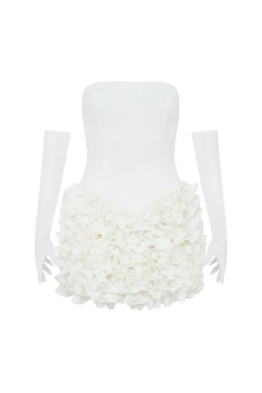 ALEXIS IVORY MINI DRESS AND GLOVES Cozy Cowl Neck Mini Dress