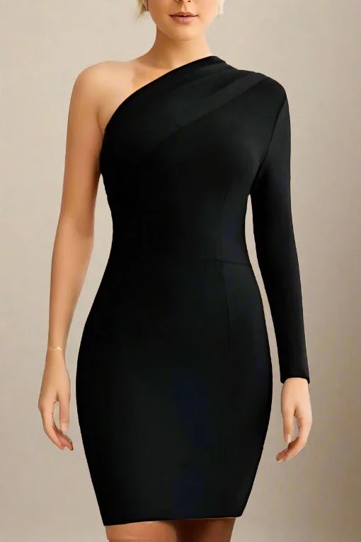 Ally Long Sleeve Bodycon Mini Dress - Classic Black Stylish Spaghetti Strap Mini Dress Ally Long Sleeve Bodycon Mini Dress - Classic Black Stylish Spaghetti Strap Mini Dress