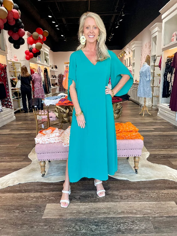 Anna Cate Meredith Midi Dress Peacock Cozy Knit Midi Dress