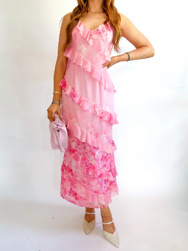 Ivy Ruffle Midi Dress Comfortable Denim Midi Dress