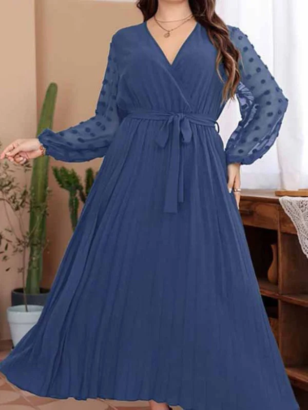 Blue Zone Planet | Plus size elastic waist jacquard patchwork midi dress Comfortable Wrap Midi Dress Blue Zone Planet | Plus size elastic waist jacquard patchwork midi dress Comfortable Wrap Midi Dress