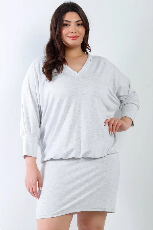 Plus Cut-out Neck Details Dolman Midi Sleeve Mini Dress Trendy Wraparound Mini Dress Plus Cut-out Neck Details Dolman Midi Sleeve Mini Dress Trendy Wraparound Mini Dress