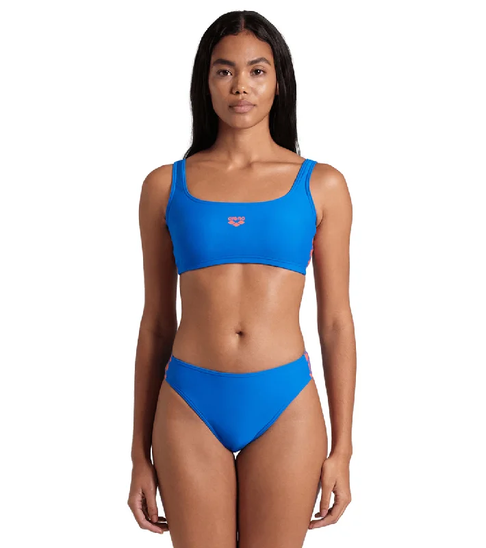 Arena Women's Icons Solid Bralette Two Piece Swimsuit Set Blue China/Calypso Coral Lace Back Bikini Arena Women's Icons Solid Bralette Two Piece Swimsuit Set Blue China/Calypso Coral Lace Back Bikini