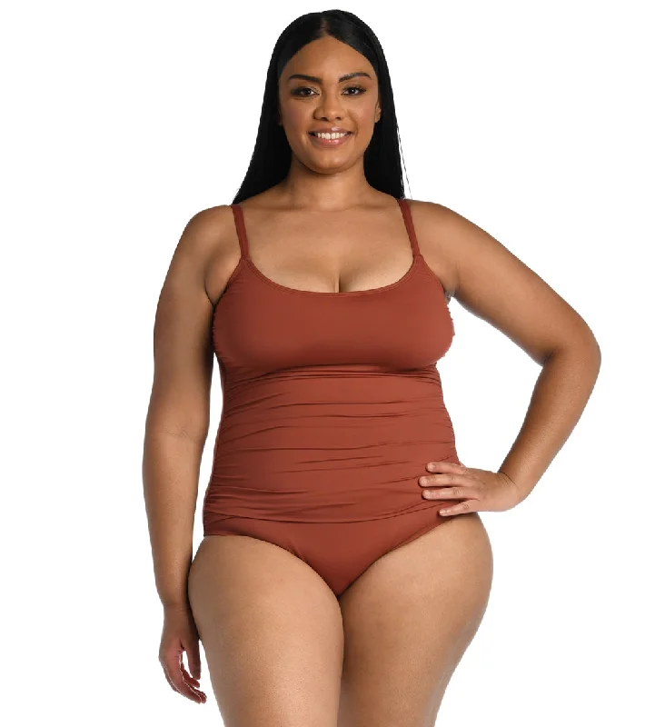 La Blanca Plus Size Island Goddess Lingerie One Piece Swimsuit Cinnamon Sporty Racerback Swimsuit La Blanca Plus Size Island Goddess Lingerie One Piece Swimsuit Cinnamon Sporty Racerback Swimsuit
