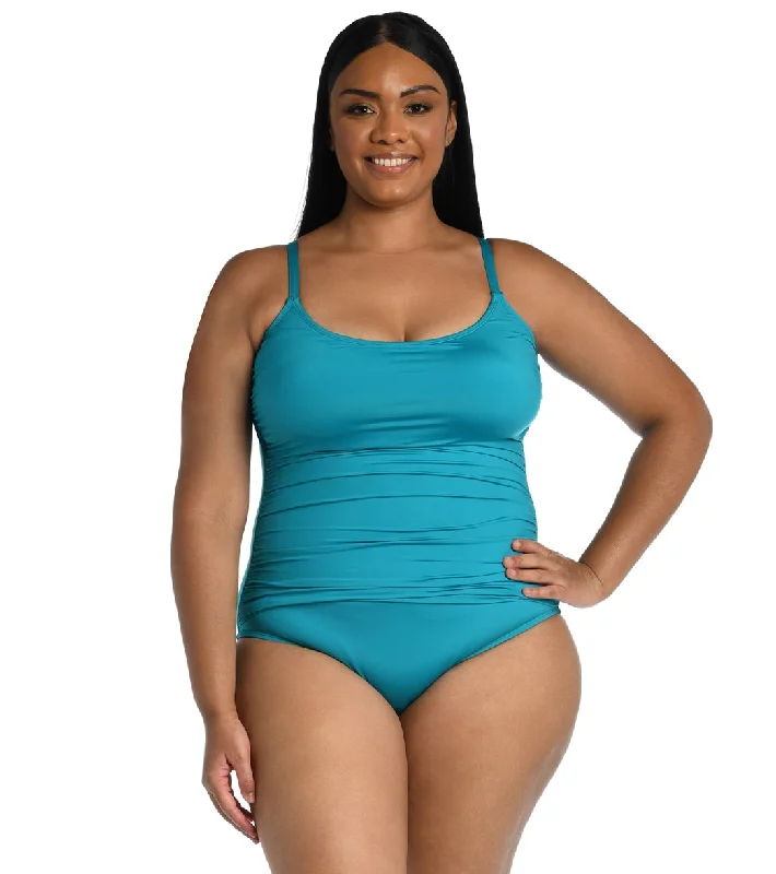 La Blanca Plus Size Island Goddess Lingerie One Piece Swimsuit Turquoise Bold High-Cut Bikini La Blanca Plus Size Island Goddess Lingerie One Piece Swimsuit Turquoise Bold High-Cut Bikini