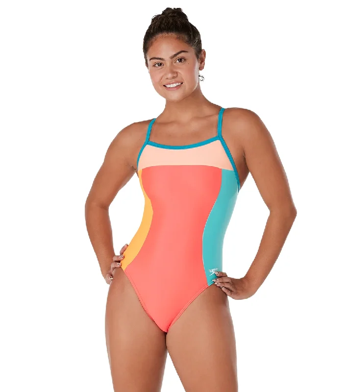 Speedo Vibe Women's Colorblock Propel Back One Piece Swimsuit Trendy Swimsuit Bottoms Speedo Vibe Women's Colorblock Propel Back One Piece Swimsuit Trendy Swimsuit Bottoms