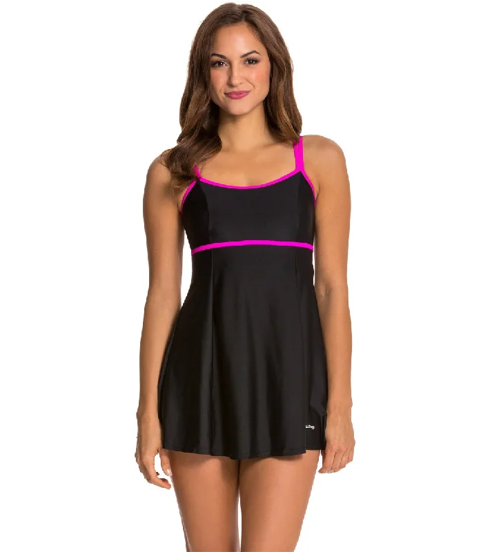 Waterpro Contrast Swim Dress Magenta Chic Beach Cover-Up