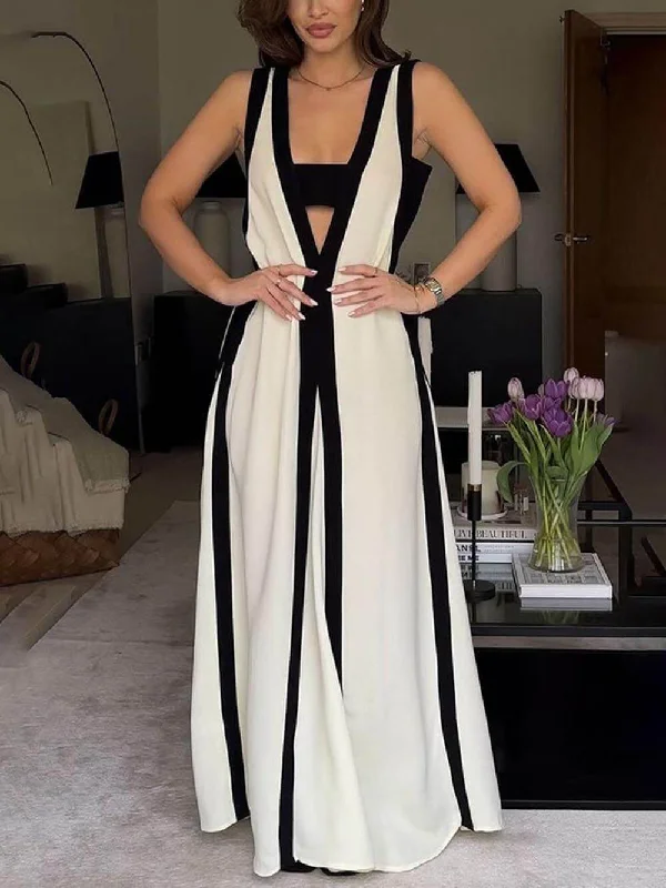 Reversible Style Colorblock Charming A-Line Maxi Dress Fashionable Layered Maxi Dress Reversible Style Colorblock Charming A-Line Maxi Dress Fashionable Layered Maxi Dress